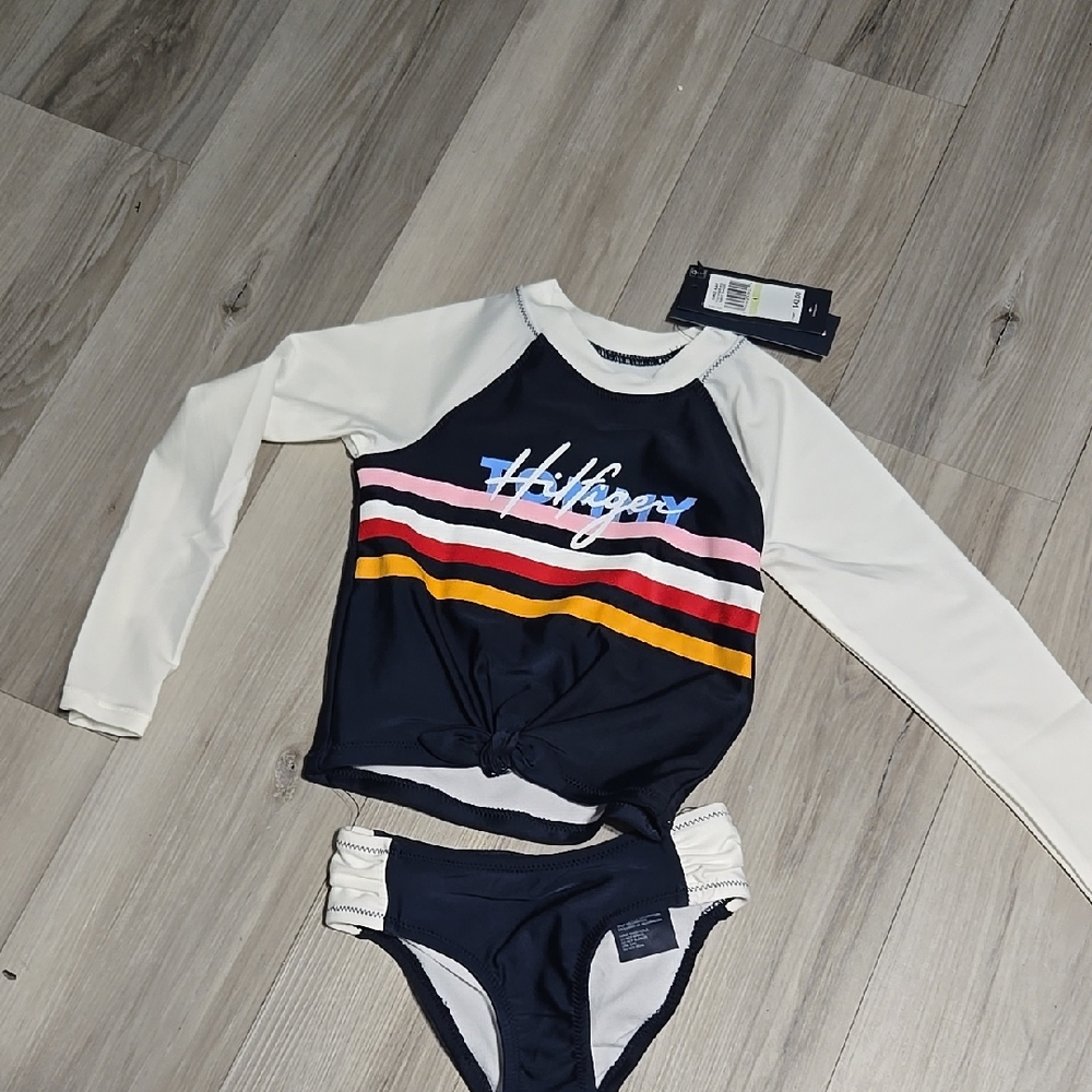 Tommy Hilfiger Kids Swim Set - Navy and White Girls Size 4